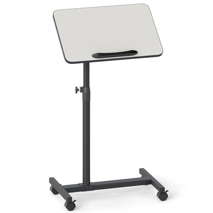 Overbed Table with Lockable Wheels C-Shaped End Table-Grey