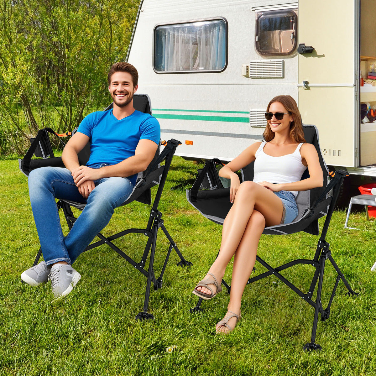 Oversized Hammock Camping Chair Foldable Swing Chair-Black