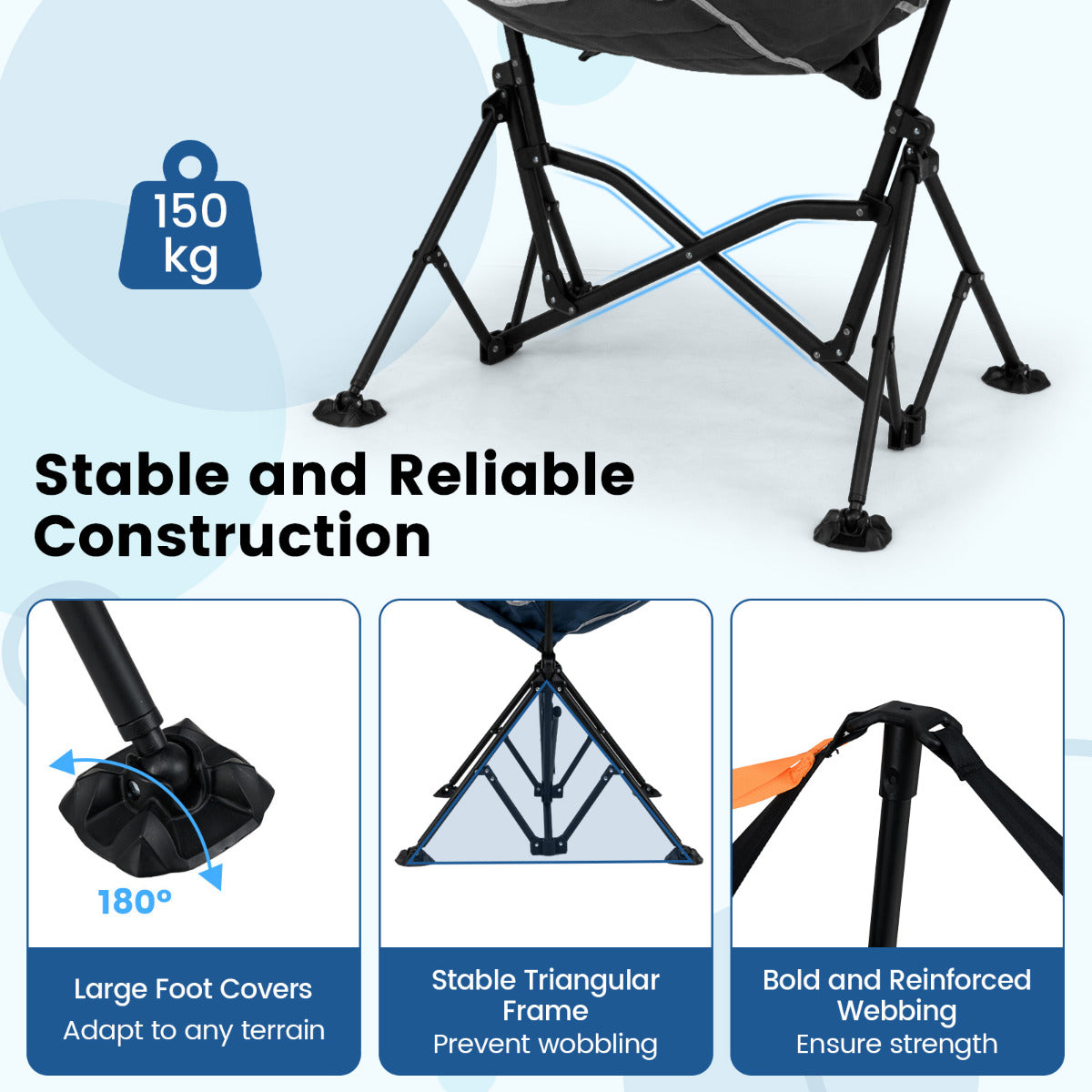 Oversized Hammock Camping Chair Foldable Swing Chair-Black