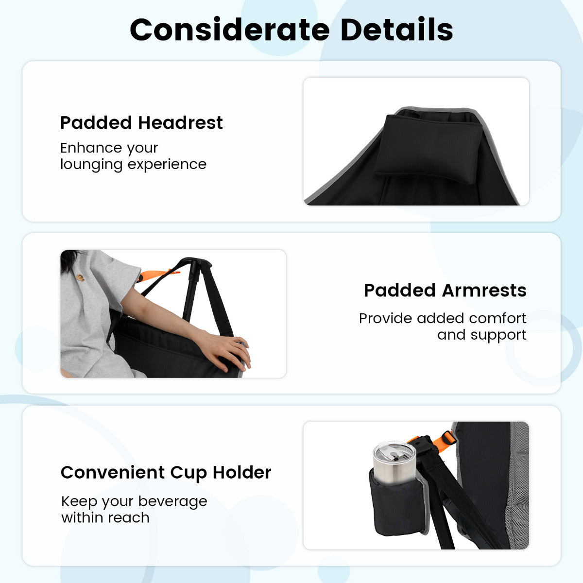 Oversized Hammock Camping Chair Foldable Swing Chair-Black