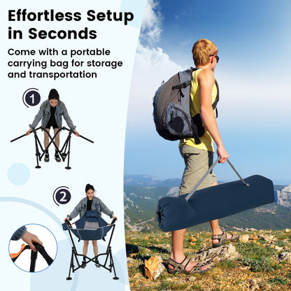 Oversized Hammock Camping Chair Foldable Swing Chair-Blue