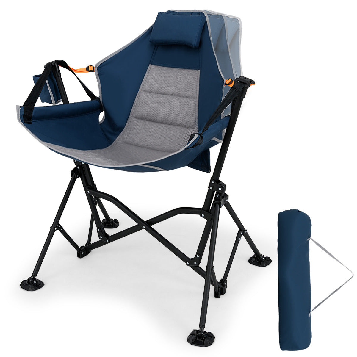 Oversized Hammock Camping Chair Foldable Swing Chair-Blue