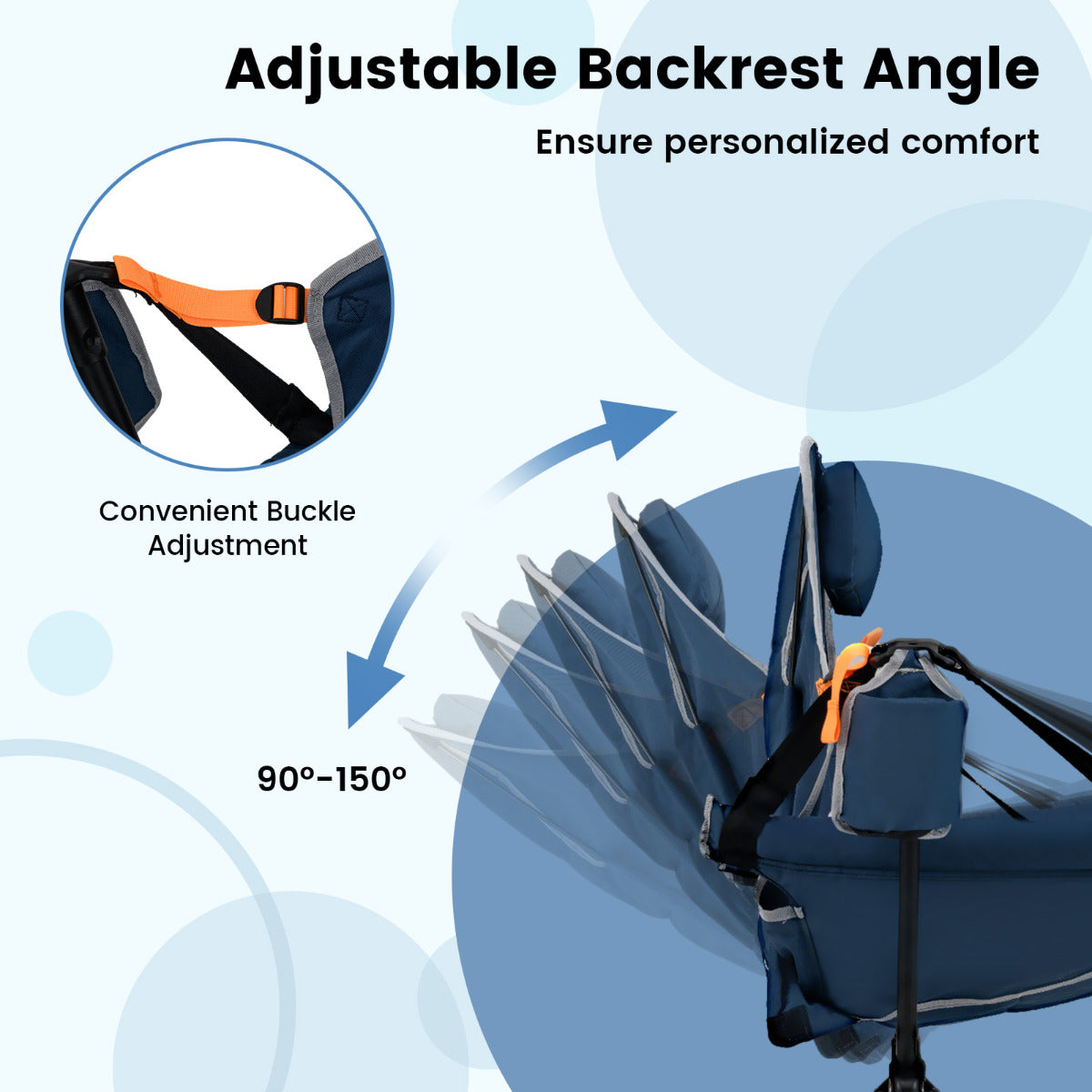 Oversized Hammock Camping Chair Foldable Swing Chair-Blue