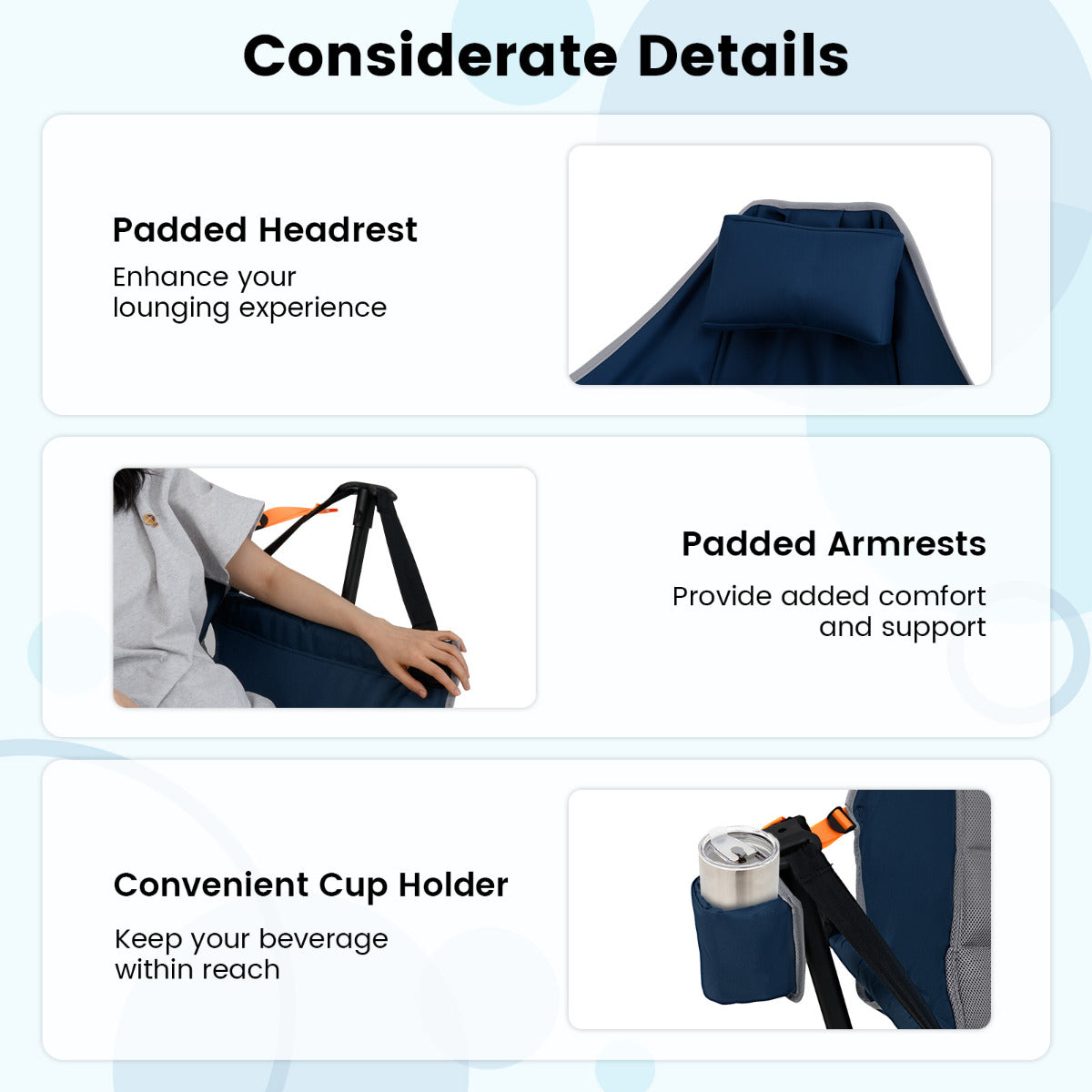 Oversized Hammock Camping Chair Foldable Swing Chair-Blue