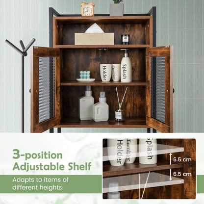 Over-The-Toilet Storage Cabinet Bathroom Organizer with 2 Doors-Brown