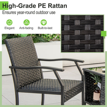 Costway 3 Piece Patio Wicker Chair Set with Cushioned Seat For Backyard