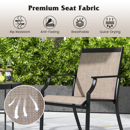 Costway 4 Piece Patio Dining Chairs with Breathable Seat for Porch-Coffee