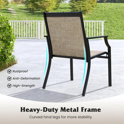 Costway 4 Piece Patio Dining Chairs with Breathable Seat for Porch-Coffee