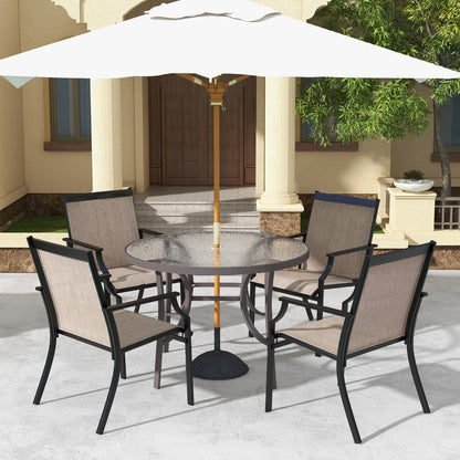 Costway 4 Piece Patio Dining Chairs with Breathable Seat for Porch-Coffee