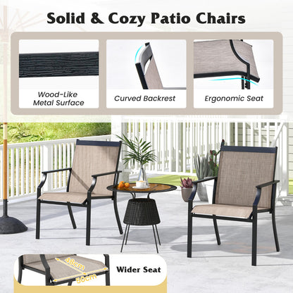 Costway 4 Piece Patio Dining Chairs with Breathable Seat for Porch-Coffee