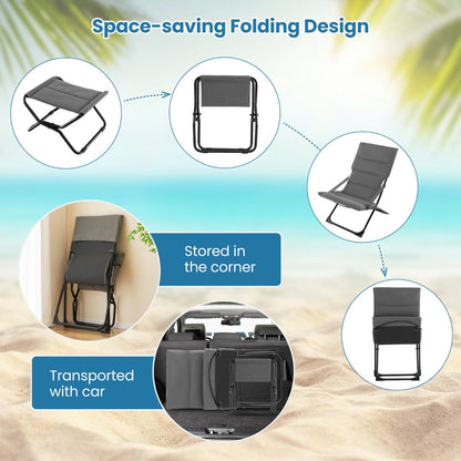 Comfortable folding lounge chair with footrest supports up to 110 kg for versatile outdoor rest