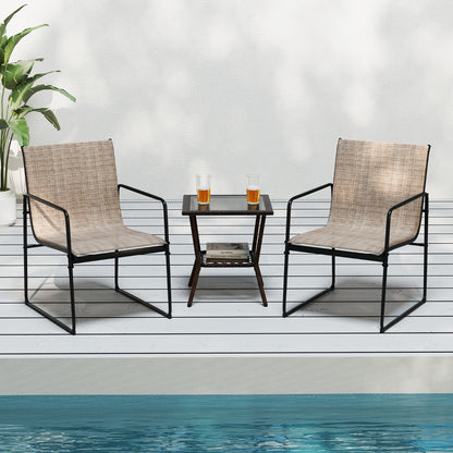 Patio Furniture Outdoor Dining Chairs with Breathable Seat and Backrest-Coffee-2 pieces