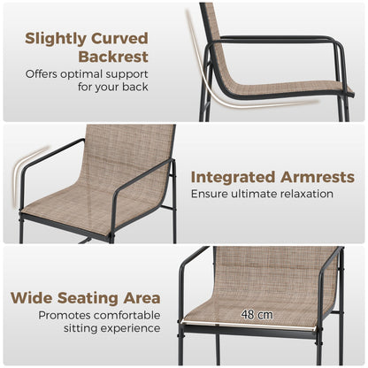 Patio Furniture Outdoor Dining Chairs with Breathable Seat and Backrest-Coffee-2 pieces