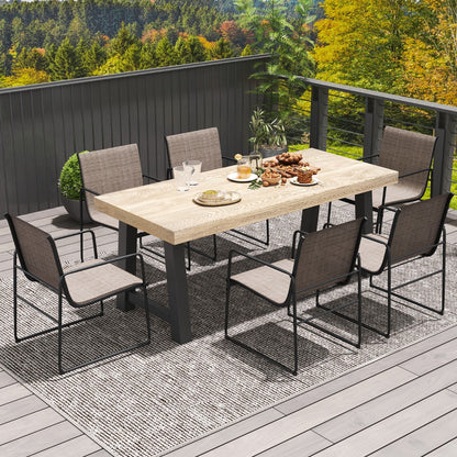 Patio Furniture Outdoor Dining Chairs with Breathable Seat and Backrest-Coffee-2 pieces