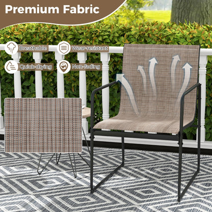 Patio Furniture Outdoor Dining Chairs with Breathable Seat and Backrest-Coffee-2 pieces
