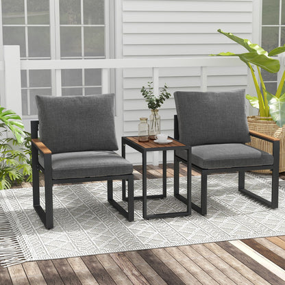 Costway 3 Pieces Patio Furniture Set with Soft Cushions for Backyard Poolside Porch Balcony