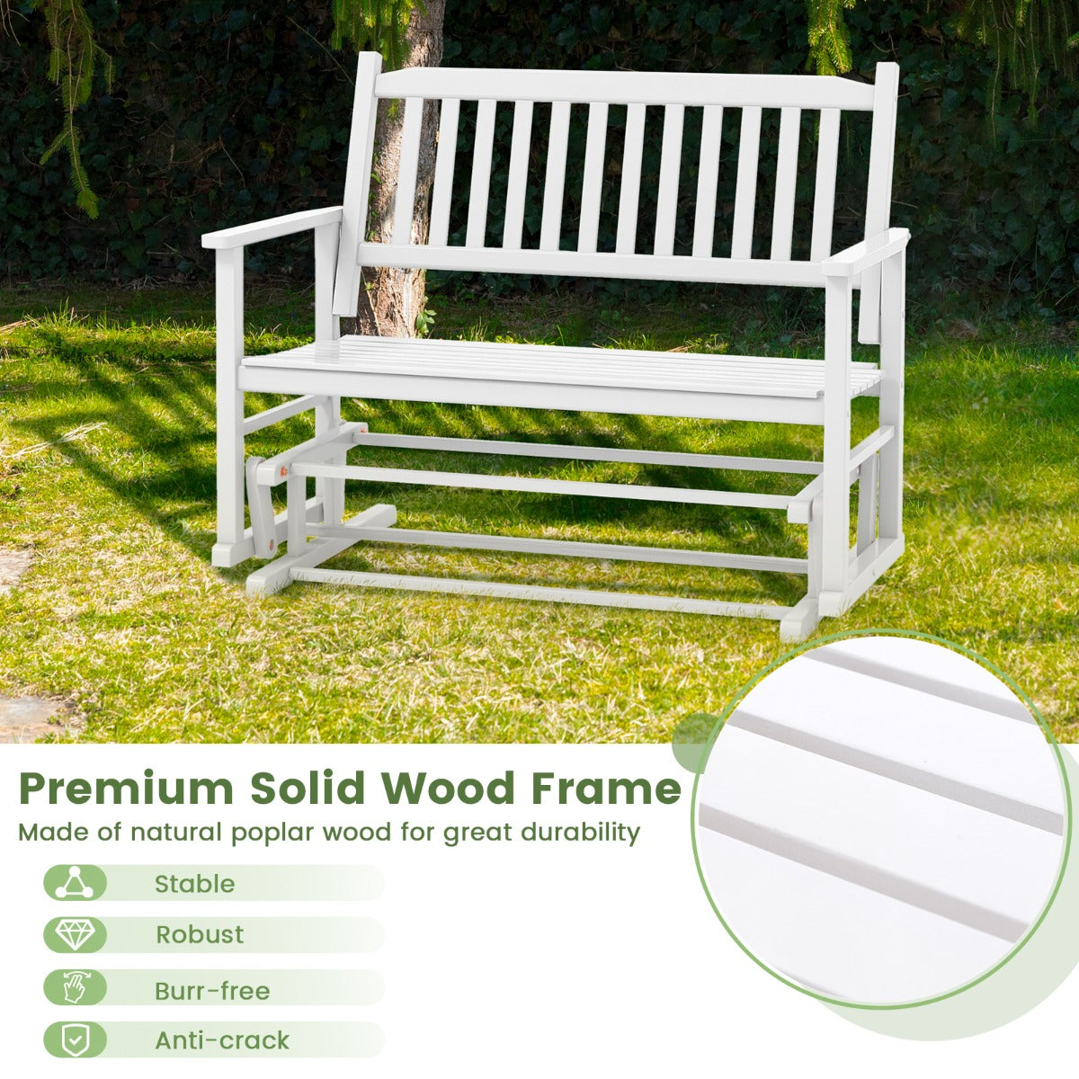 Reinforced base frame and sturdy wood construction support up to 225 kg safely