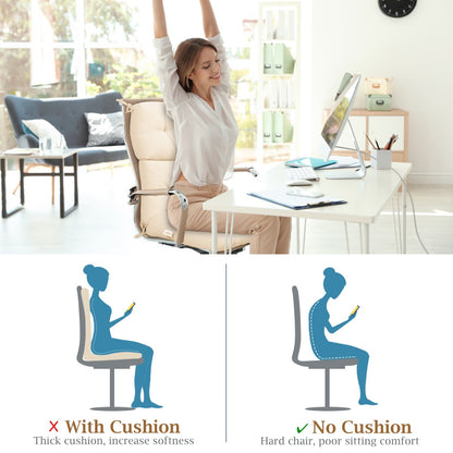 Patio High Back Chair Cushion Chair Seat Pads with Non-slip Rope Belts-Beige