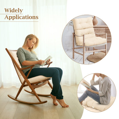 Patio High Back Chair Cushion Chair Seat Pads with Non-slip Rope Belts-Beige