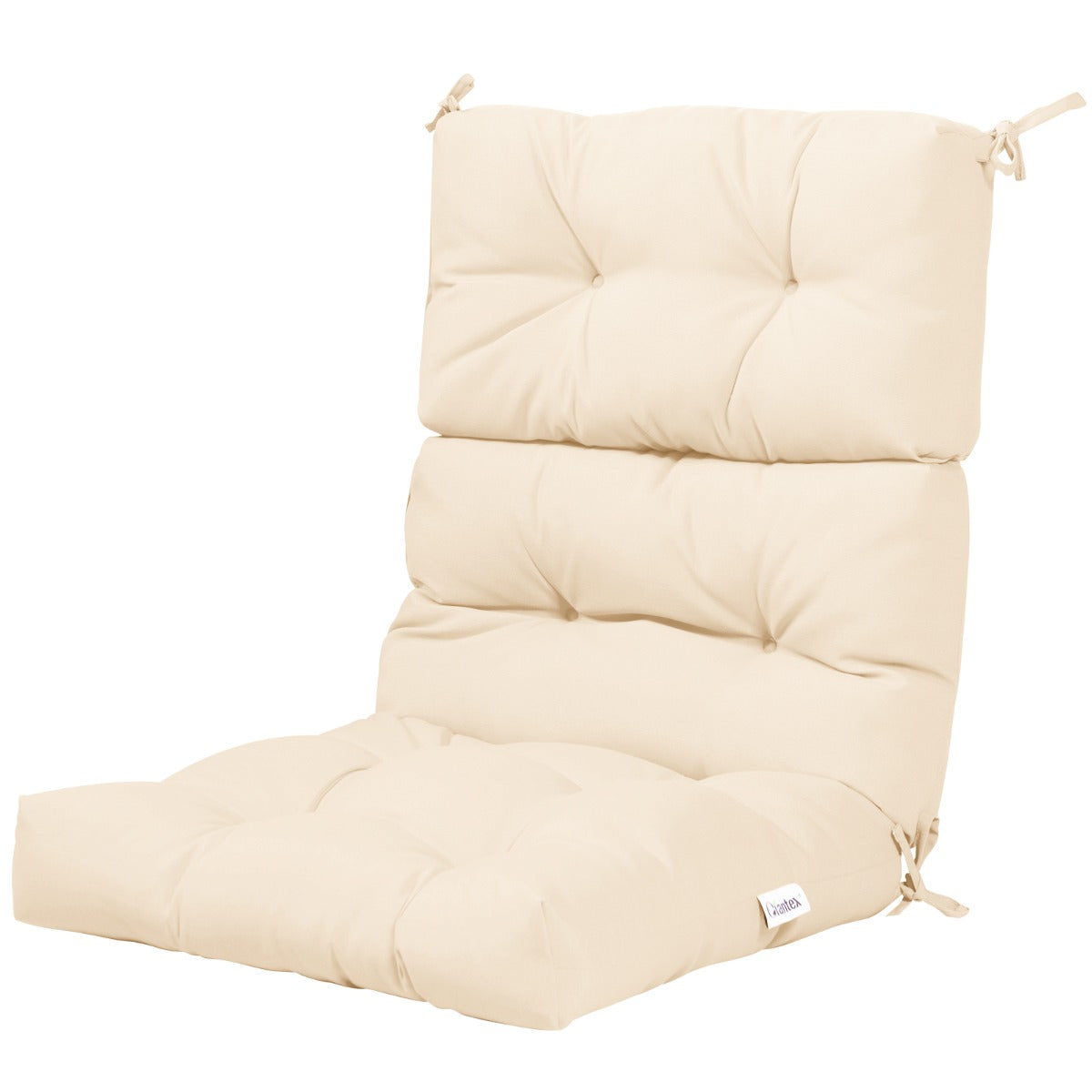 Patio High Back Chair Cushion Chair Seat Pads with Non-slip Rope Belts-Beige