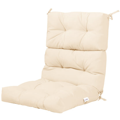 Patio High Back Chair Cushion Chair Seat Pads with Non-slip Rope Belts-Beige