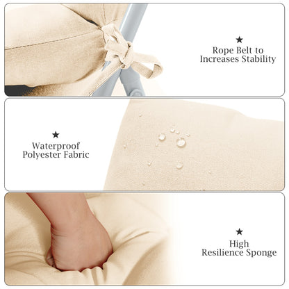 Patio High Back Chair Cushion Chair Seat Pads with Non-slip Rope Belts-Beige