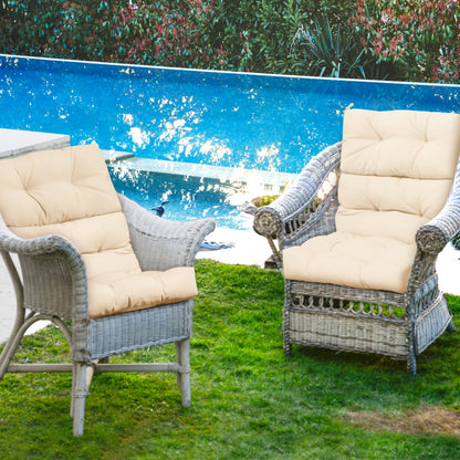 Patio High Back Chair Cushion Chair Seat Pads with Non-slip Rope Belts-Beige