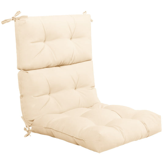Patio High Back Chair Cushion Chair Seat Pads with Non-slip Rope Belts-Beige