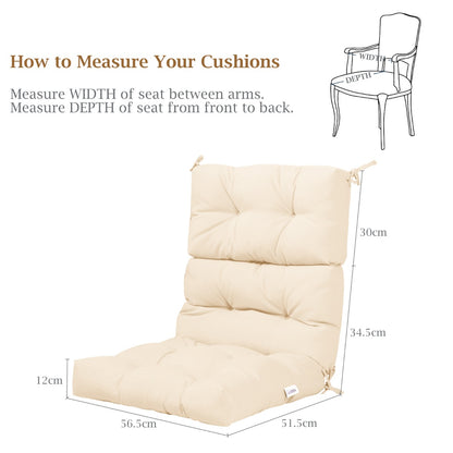 Patio High Back Chair Cushion Chair Seat Pads with Non-slip Rope Belts-Beige