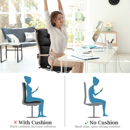 Patio High Back Chair Cushion Chair Seat Pads with Non-slip Rope Belts-Black