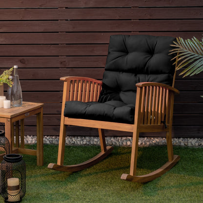 Patio High Back Chair Cushion Chair Seat Pads with Non-slip Rope Belts-Black