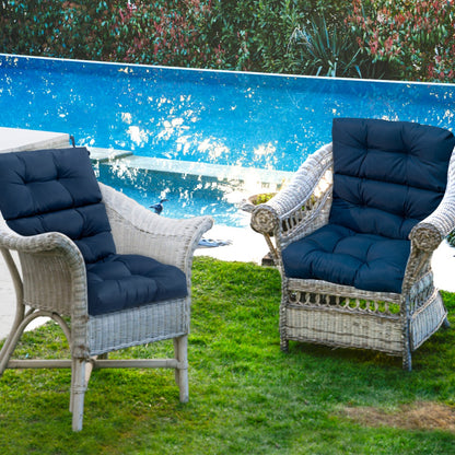 Patio High Back Chair Cushion Chair Seat Pads with Non-slip Rope Belts-Blue
