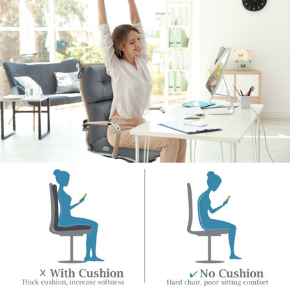 Patio High Back Chair Cushion Chair Seat Pads with Non-slip Rope Belts-Grey