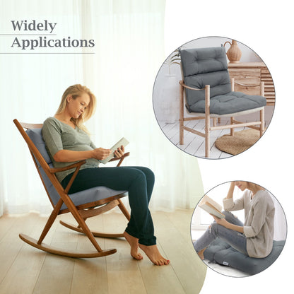 Patio High Back Chair Cushion Chair Seat Pads with Non-slip Rope Belts-Grey