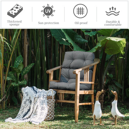 Patio High Back Chair Cushion Chair Seat Pads with Non-slip Rope Belts-Grey