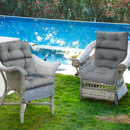 Patio High Back Chair Cushion Chair Seat Pads with Non-slip Rope Belts-Grey