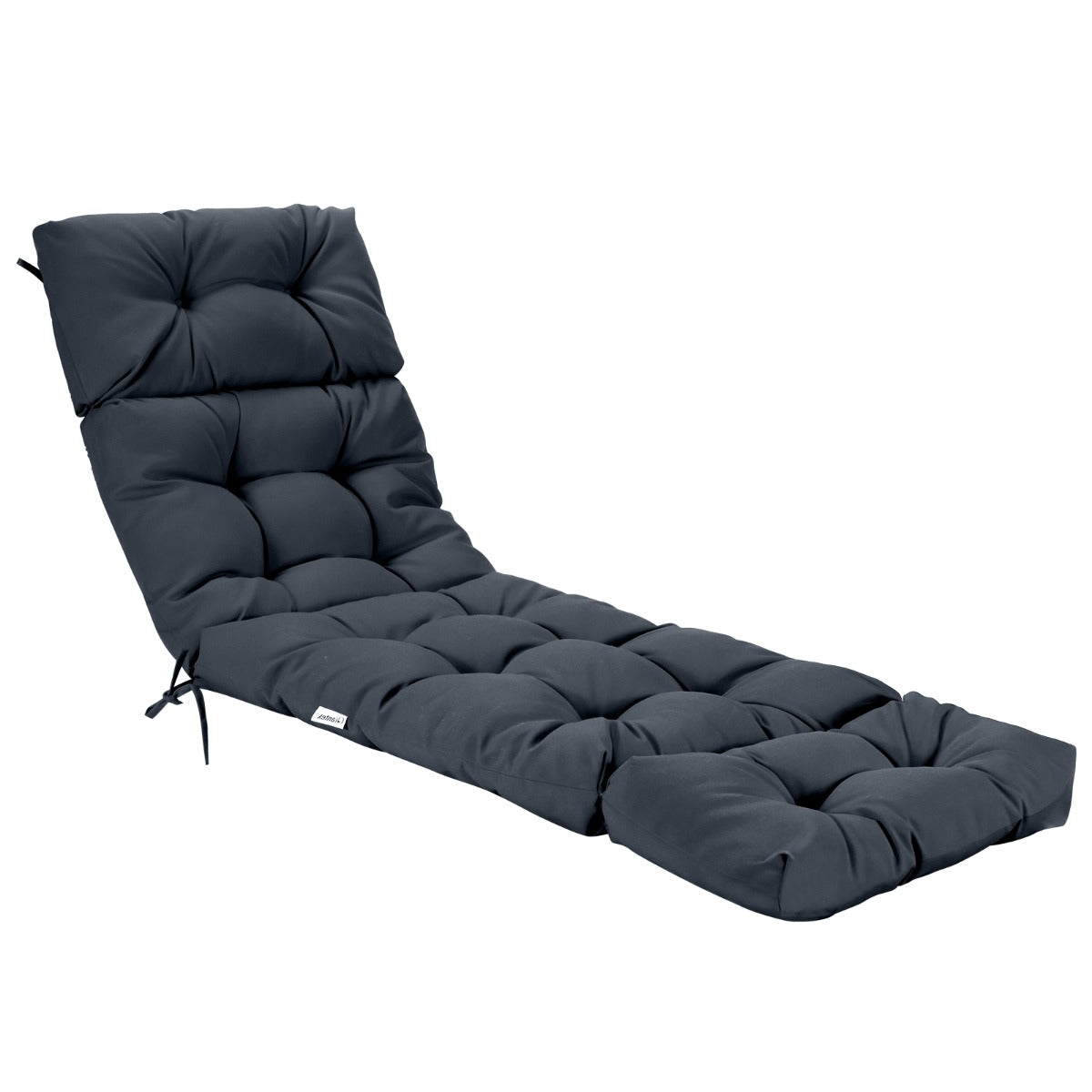 186cm x 56cm Patio Lounge Chair Cushion with 4 String Ties(Chair Excluded)-Grey