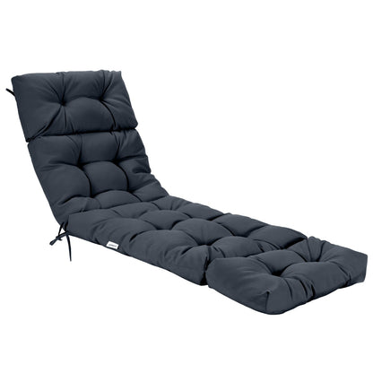 186cm x 56cm Patio Lounge Chair Cushion with 4 String Ties(Chair Excluded)-Grey