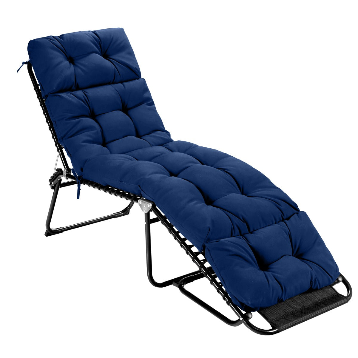 186cm x 56cm Patio Lounge Chair Cushion with 4 String Ties(Chair Excluded)-Navy