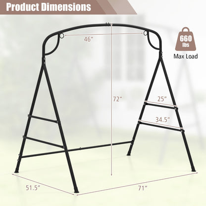 Patio Metal Swing Stand Heavy-Duty A-Shaped Swing Frame with Double Side Bars