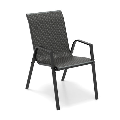 Lightweight stackable chairs are easy to move between outdoor entertaining areas