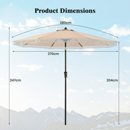 Costway 2.8M Patio Umbrella with Crank Handle and Push Button Tilt-Beige