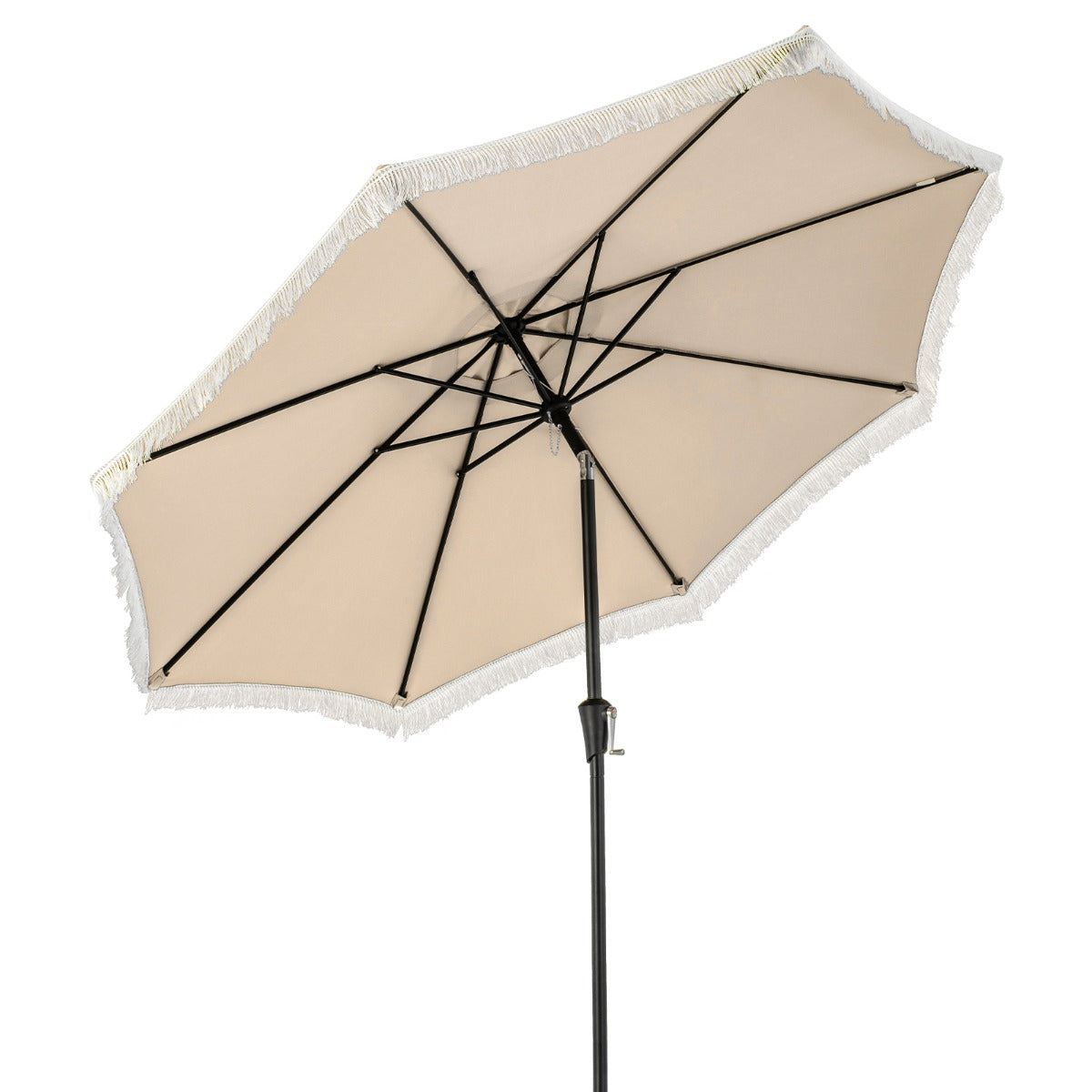 Costway 2.8M Patio Umbrella with Crank Handle and Push Button Tilt-Beige