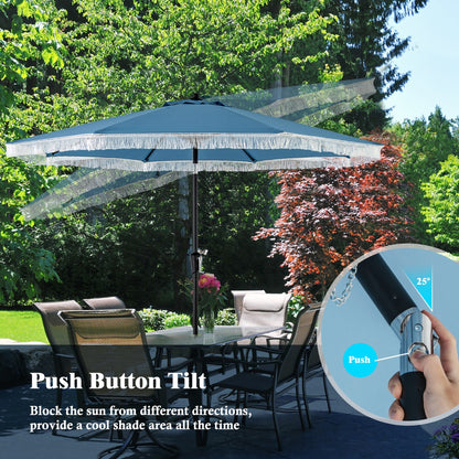 Costway 2.8M Patio Umbrella with Crank Handle and Push Button Tilt-Navy