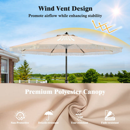 Two-section outdoor parasol design allows easy assembly, disassembly and compact storage
