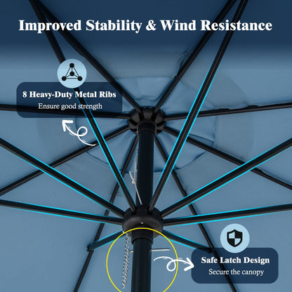 Elegant tassel market umbrella creates a sophisticated relaxing space for gardens and patios