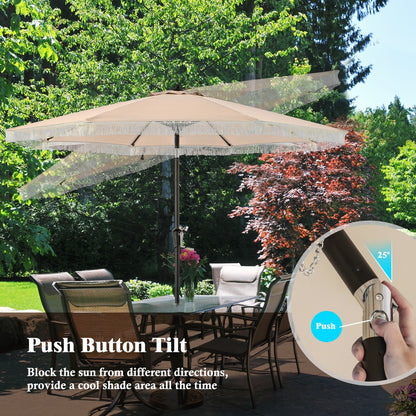 Outdoor tassel umbrella with crank handle makes opening and closing simple and convenient