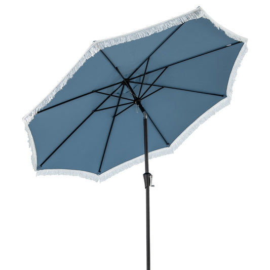 Costway 2.8M Patio Umbrella with Crank Handle and Push Button Tilt-Navy