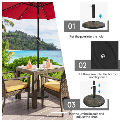 12kg Bronze Resin Patio Umbrella Base with Adjustable Knob and Rattan Design