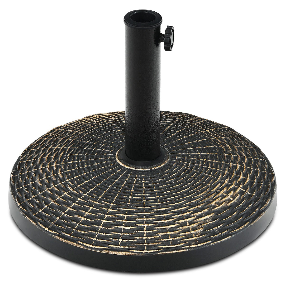 12kg Bronze Resin Patio Umbrella Base with Adjustable Knob and Rattan Design